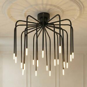 Stropné LED svetlo Lucande Ariadne, Ø 57 cm, matná čierna, 20 žiaroviek, Čierna, Obývacia izba / jedáleň, kov, Moderný, Stropné svetlo