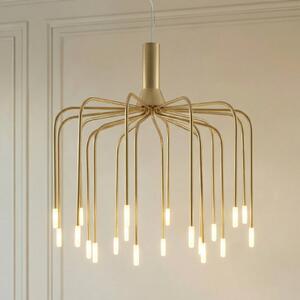 LED závesné svietidlo Lucande Ariadne, Ø 57 cm, matná zlatá, 20 žiaroviek, Mosadz / zlato, Obývacia izba / jedáleň, kov, Moderný, Závesné svietidlo