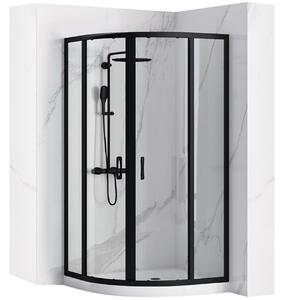 Rea Look, štvrťkruhová sprchová kabína 80x80x190 cm, 5mm číre sklo, čierny profil, REA-K7902