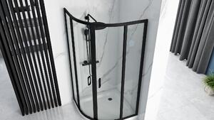 Rea Look, štvrťkruhová sprchová kabína 80x80x190 cm, 5mm číre sklo, čierny profil, REA-K7902