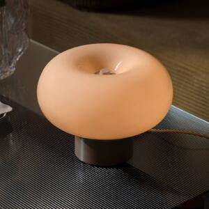 Stolová lampa Malti, sklo, béžová, Ø 27,5 cm, E27, Krémová / jantárovo žltá, Obývacia izba / jedáleň, Sklo, Stojacie svietidlo