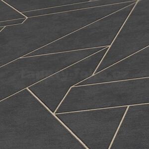 Vliesové tapety na stenu Metropolitan Stories 3 39118-4, rozmer 10,05 m x 0,53 m, čierny betón so zlatými geometrickými tvarmi, A.S. CRÉATION