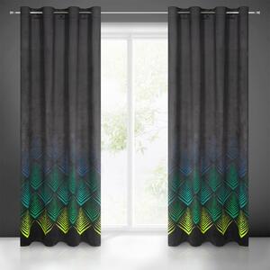 EUROFIRANY zamatový záves s potlačou 140 cm x 270 cm žltá 100 % polyester Rozmer varianty: 140 cm x 250 cm, Farba varianty: čierna
