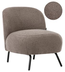 Kreslo sivobéžové buklé čalúnenie bez podrúčok čierne kovové nohy moderný retro štýl obývačka