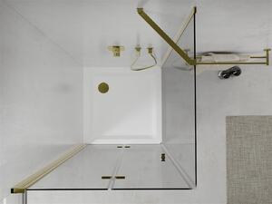 Mexen Lima sprchovací kút so skladacími dverami 100 x 100 cm, 6mm číre sklo, zlatý profil + sprchová vanička Slim, 856-100-100-50-00-4010