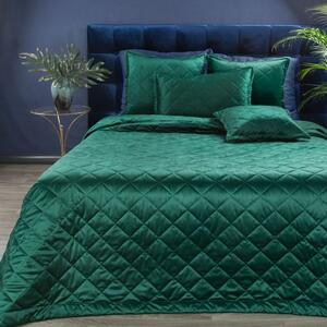Luxusný zamatový prehoz na posteľ KRISTIN1 v tmavo zelenej farbe