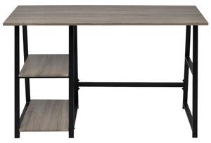 Písací stôl s 2 poličkami, šedý a dubový