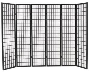 Skladací paraván so 6 panelmi, japonský štýl 240x170 cm, čierny