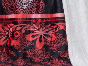 XPOSE® Mikroplyšová deka KENDAL s baránkom - červená/čierna 140x200 cm