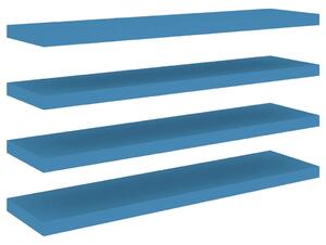 Plávajúce nástenné police 4 ks modré 90x23,5x3,8 cm MDF