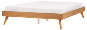 Posteľ prírodný jaseň MDF 160 x 200 cm lamelový rošt bez čela škandinávsky moderný štýl spálňa