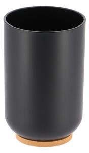 TENDANCE Kúpeľňový pohár Besson, čierna/s drevenými prvkami, 300 ml