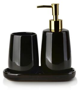 Mondex Sada kúpeľňových doplnkov Cristie, čierna/so zlatými prvkami