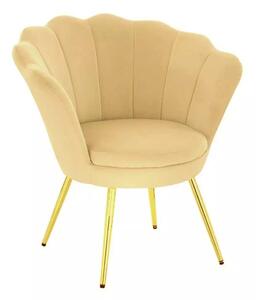 LuxuryForm DESIGN Kreslo FREY VELUR so zlatými nohami - medové