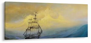 Obraz - Maľba lode na mori (120x50 cm)