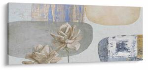 Obraz - Maľba s kvetmi a textúrami (120x50 cm)