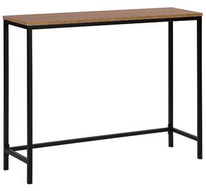 Konzolový stôl hnedý čierny 30 x 100 cm MDF stolný kovový rám obdĺžnikový priemyselný