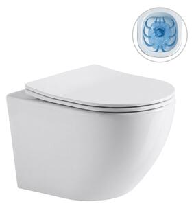 CERANO - WC závesné Verde, Rimless + Slim/UF sedátko - biela lesklá - 49x36 cm