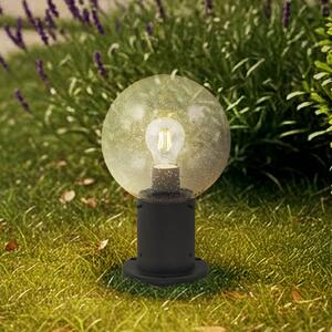 Lindby Podlahová lampa Dangan, čierna/číra, výška 32 cm, sklo, Jasné / priehľadné, Sklo, Moderný, Vonkajčie stĺpové osvetlenie