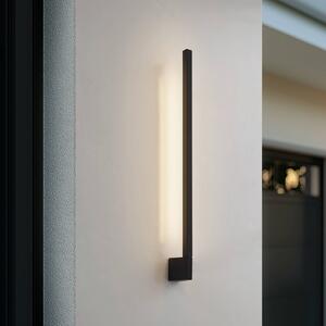 Lindby LED nástenné svetlo Neano, 80 cm, čierne, kov, IP54, Čierna, Hliník, Moderný, Nástenné svietidlo