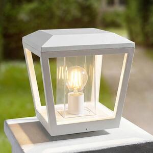 Lucande Podlahová lampa Dunia, biela, kov, 24 cm, IP54, Biela / opálová, Hliník, Moderný, Vonkajčie stĺpové osvetlenie