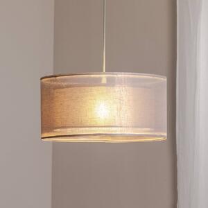 Závesné svetlo Duo Den Light, strieborno-sivé, Ø 50 cm, ľan, PVC, Hliník / sivá / zinok, Obývacia izba / jedáleň, Textil / látka / hodváb, Závesné svietidlo