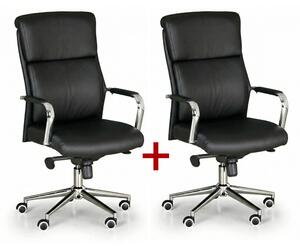 Kožené kancelárske kreslo VIRO 1+1 ZADARMO, čierna