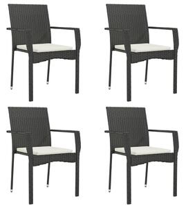Záhradné stoličky so sedákmi 4 ks polyratanové čierne