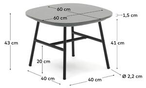 MUZZA Záhradný odkladací stolík manta 60 x 60 cm čierny