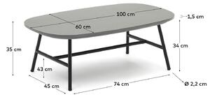 MUZZA Záhradný konferenčný stolík manta 100 x 60 cm čierny