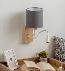 Brilagi - LED nástenná lampa NUBILA WOOD 1xE27/25W/230V + LED/3W dub/biela/svetlošedá