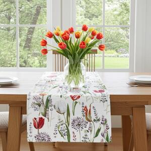 Gobelínový obrus na stôl Tulipány Chenille 1187B Farba Viacfarebná Rozmery 40x100 cm