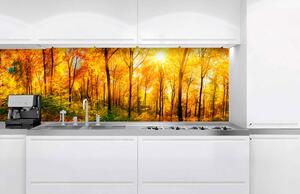 DIMEX | Fototapeta do kuchyne Slnečný les KI-180-084 | 180 x 60 cm | zelená, žltá, oranžová