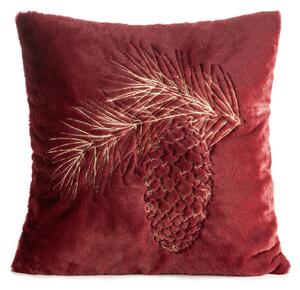 CHLPATÁ VIANOČNÁ DEKORAČNÁ OBLIEČKA NA VANKÚŠ PINE 45X45 CM BORDOVÁ