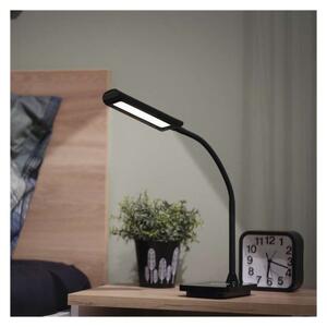 LED stolová lampa KYLE 5,5 W s bezdrôtovým nabíjaním a USB, Ra 90, stmievateľná, čierna (Z7639)