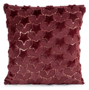 CHLPATÁ VIANOČNÁ DEKORAČNÁ OBLIEČKA NA VANKÚŠ STARS 45X45 CM BORDOVÁ