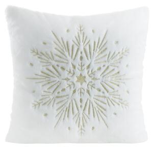 CHLPATÁ VIANOČNÁ DEKORAČNÁ OBLIEČKA NA VANKÚŠ SNOWFLAKE 45X45 CM BIELA