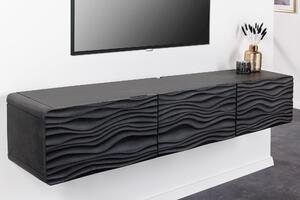 TV stolík WAVE 160 cm zavesený mango drevo čierne
