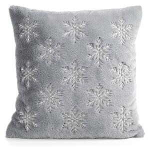CHLPATÁ VIANOČNÁ DEKORAČNÁ OBLIEČKA NA VANKÚŠ SNOWY 45X45 CM SIVÁ