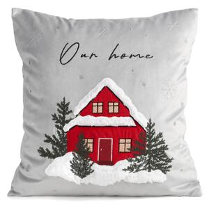 VIANOČNÁ DEKORAČNÁ OBLIEČKA NA VANKÚŠ OUR HOME 45X45 CM VZOROVANÁ