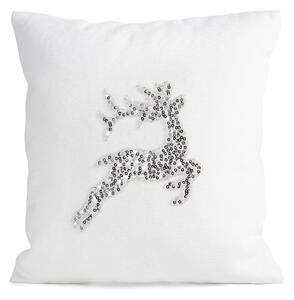 CHLPATÁ VIANOČNÁ DEKORAČNÁ OBLIEČKA NA VANKÚŠ DEER 45X45 CM BIELA