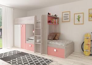 Poschodová posteľ so skriňou BO1 flamingo pink