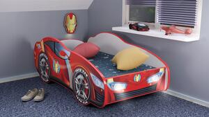 TOP BEDS Detská auto posteľ Racing Car Hero - Iron Car LED 140cm x 70cm - 5cm