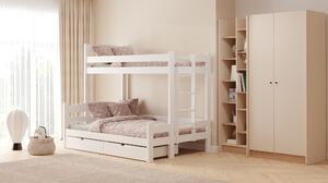 Poschodová posteľ Lovic 90x200/120x200 cm pravá - biela