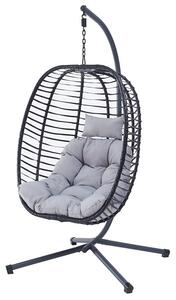 BONTEC Závesné kreslo, kov, polyratan, sivá, AZ-V1289 GREY Farba: Šedá