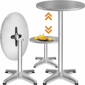 Hliníkový barový stôl Ø60 cm skladací - strieborný