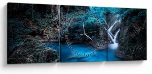 Obraz - Magická noc v tropickom lese (s hodinami) (90x30 cm)