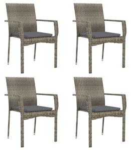 Záhradné stoličky so sedákmi 4 ks polyratanové sivé
