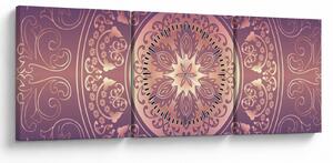Obraz - Mandala na fialovom gradiente (s hodinami) (90x30 cm)