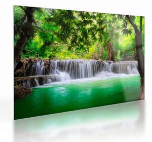 Sklenený obraz vodopádu v Kanchanaburi, Thajsko (70x50 cm)
